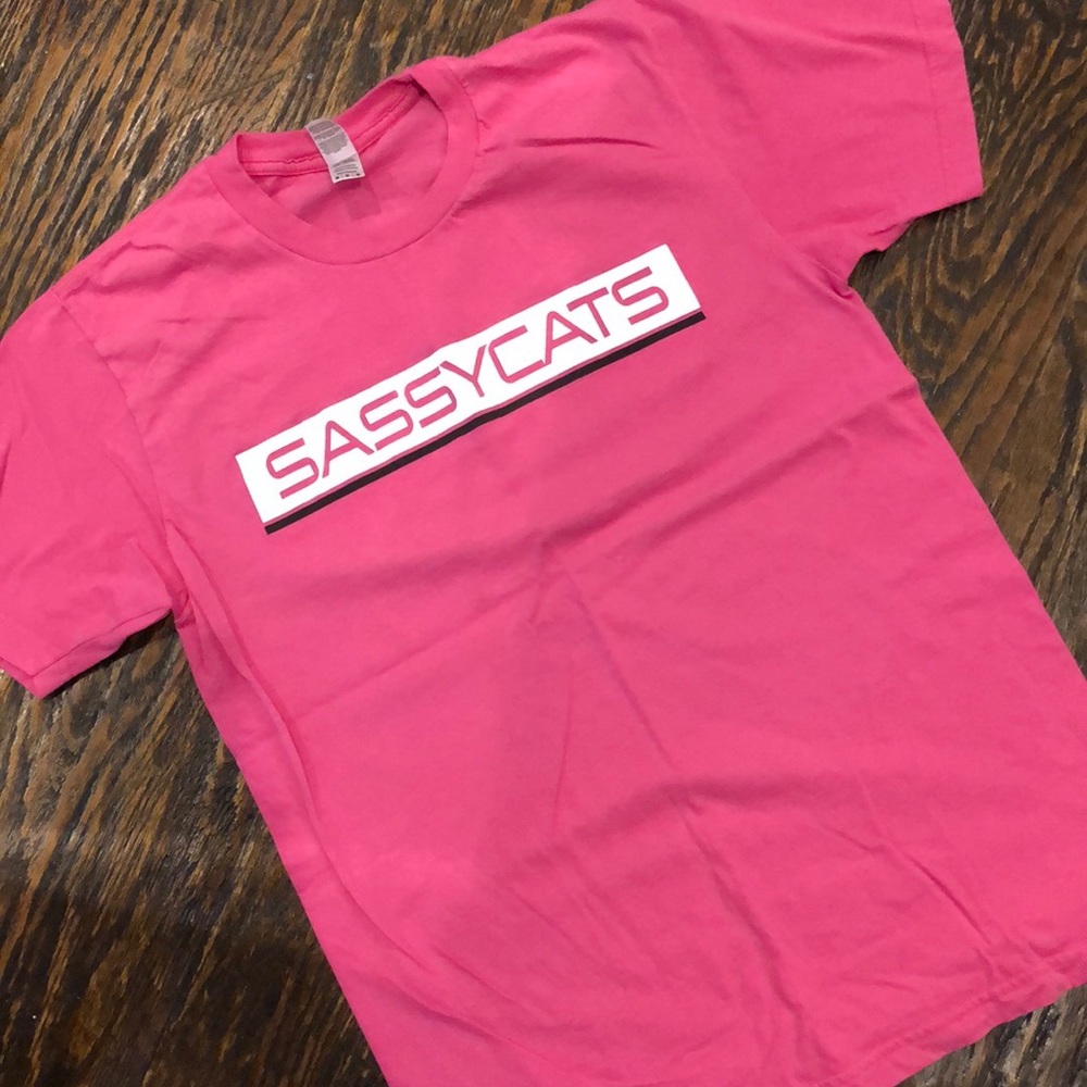 Cheer athletics Sassycats pink shirt YXL